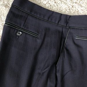 Navy, leather trimmed wide-leg trouser